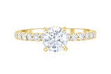 Micro Pavé Round Diamond Solitaire Engagement Ring in 14k Yellow Gold