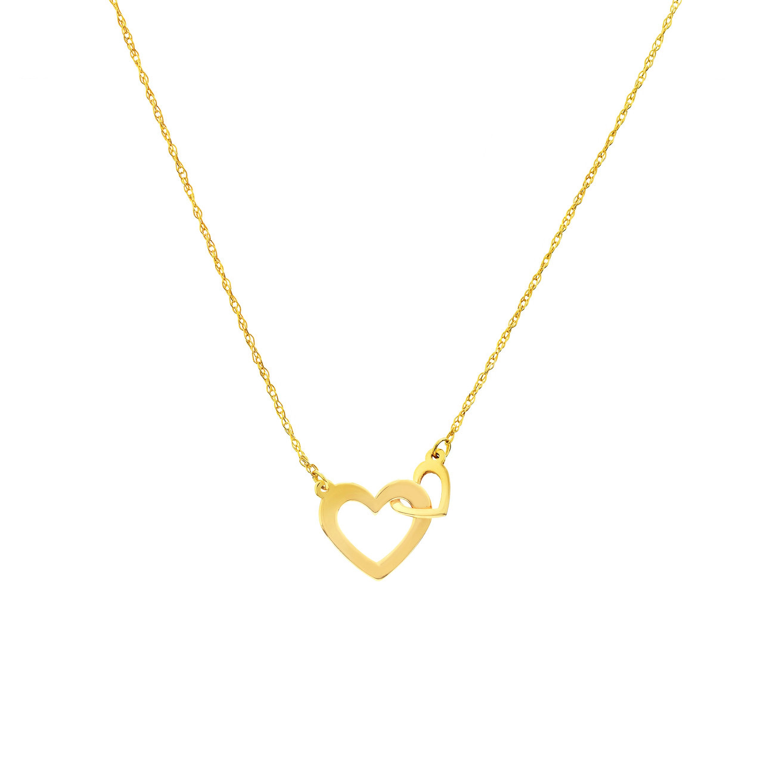 14K gold heart necklace with interlocking design, fine jewelry for everyday wear