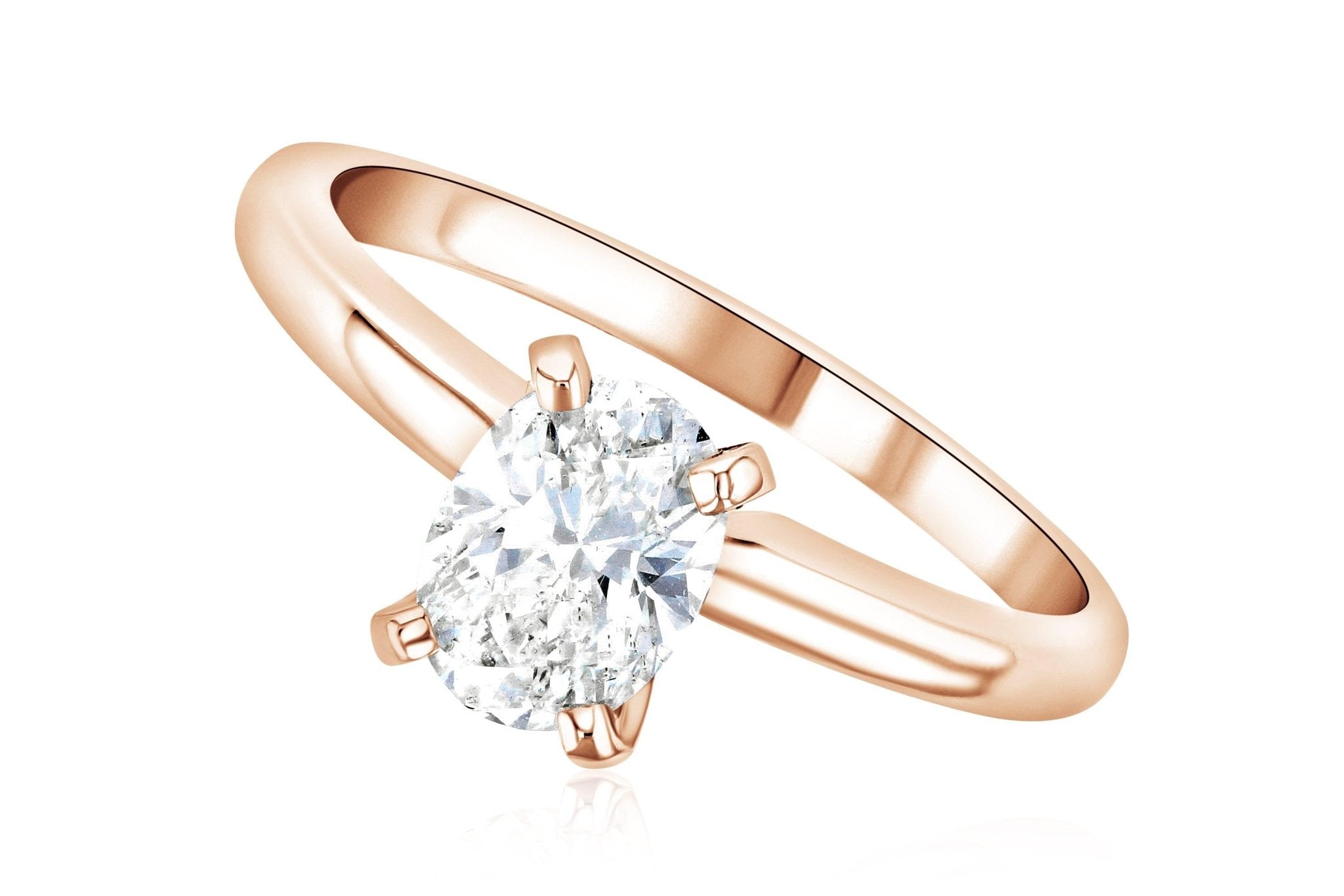 Oval Cut Diamond Solitaire Engagement Ring in 14k Rose Gold