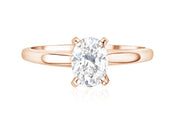 Oval Cut Diamond Solitaire Engagement Ring in 14k Rose Gold