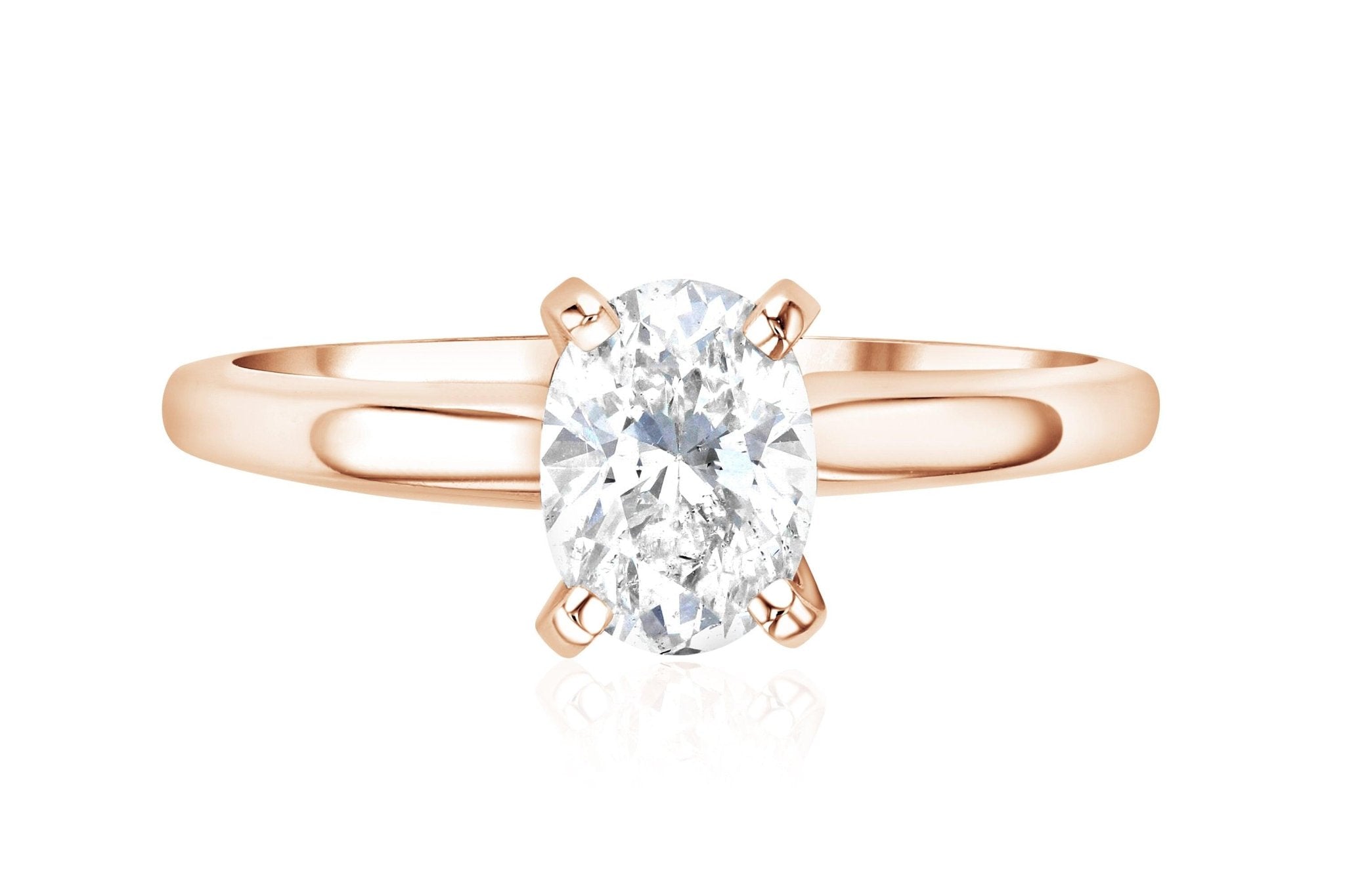 Oval Cut Diamond Solitaire Engagement Ring in 14k Rose Gold