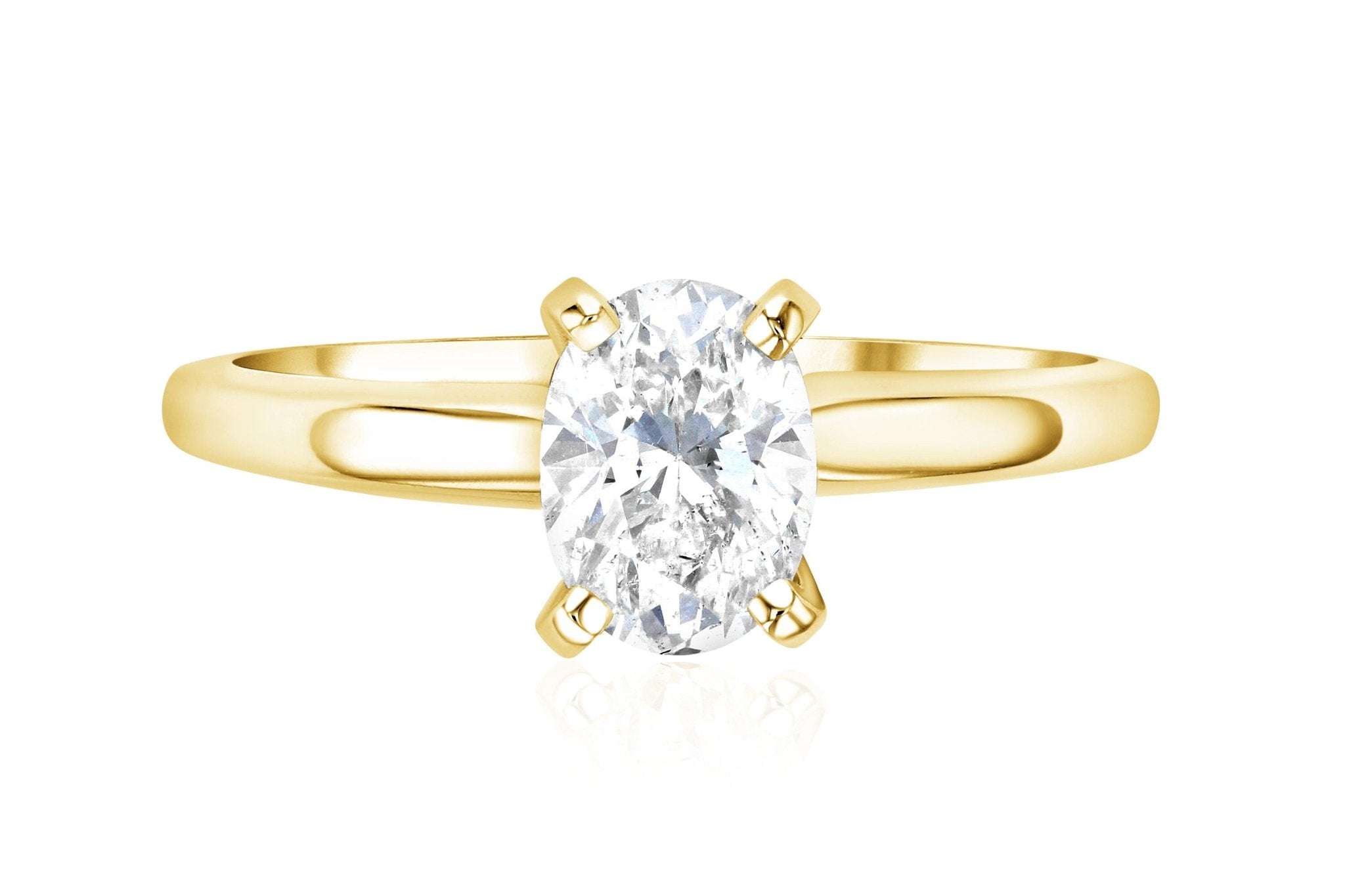 Oval Cut Diamond Solitaire Engagement Ring in 14k Yellow Gold