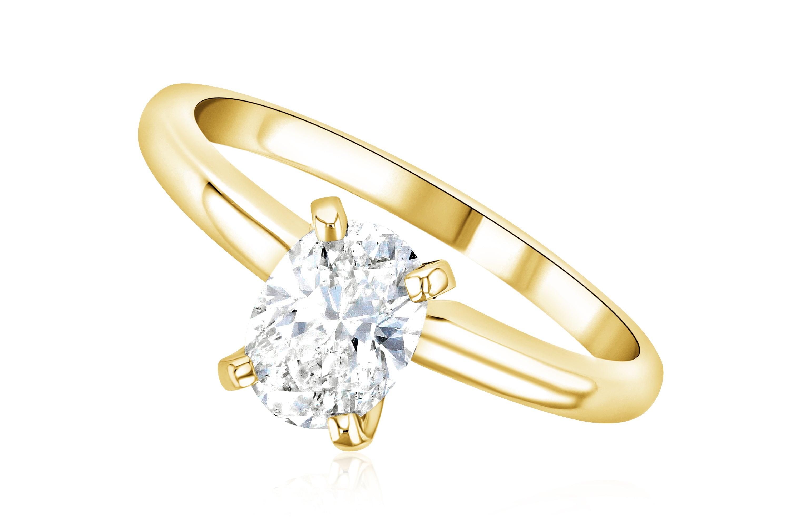 14K gold solitaire ring with oval diamond, timeless fine jewelry for everyday wear