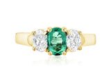 Oval Diamond and Emerald Three-Stone Ring in 14k Yellow Gold (1.45 ct. tw.)