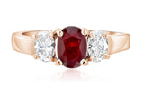 Oval Diamond and Ruby Three-Stone Ring in 14k Rose Gold (1.65 ct. tw.)