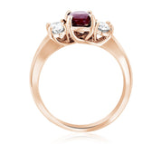 Oval Diamond and Ruby Three-Stone Ring in 14k Rose Gold (1.65 ct. tw.)