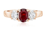 Oval Diamond and Ruby Three-Stone Ring in 14k Rose Gold (1.65 ct. tw.)
