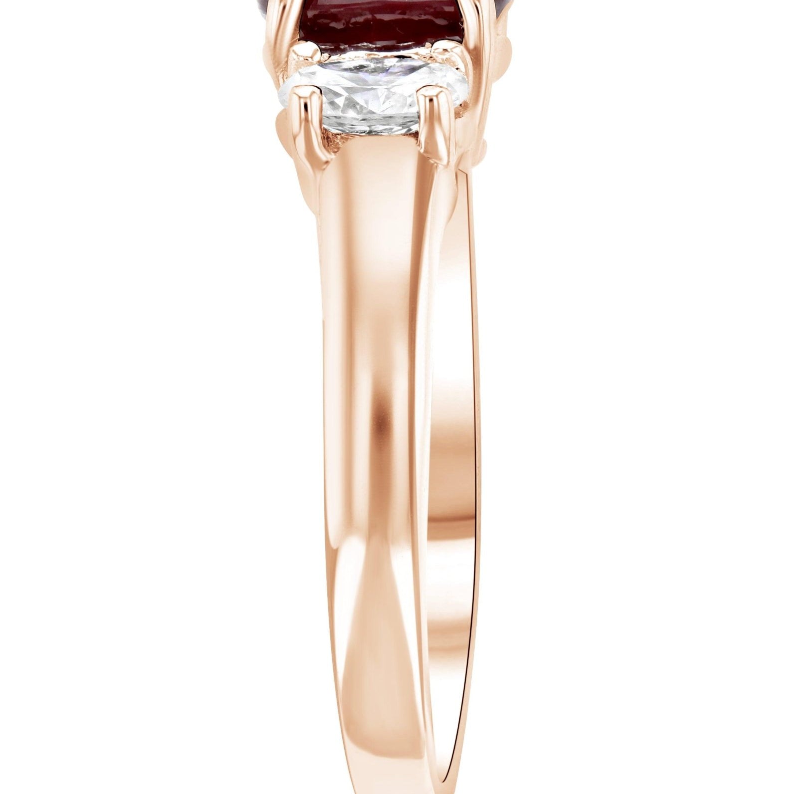 Oval Diamond and Ruby Three-Stone Ring in 14k Rose Gold (1.65 ct. tw.)
