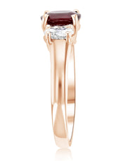 Oval Diamond and Ruby Three-Stone Ring in 14k Rose Gold (1.65 ct. tw.)