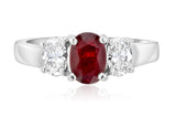 Oval Diamond and Ruby Three-Stone Ring in 14k White Gold (1.65 ct. tw.)