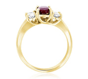 Oval Diamond and Ruby Three-Stone Ring in 14k Yellow Gold (1.65 ct. tw.)