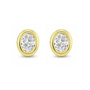Lab Grown Oval Diamond Bezel Stud Earrings (3/4 ctw)