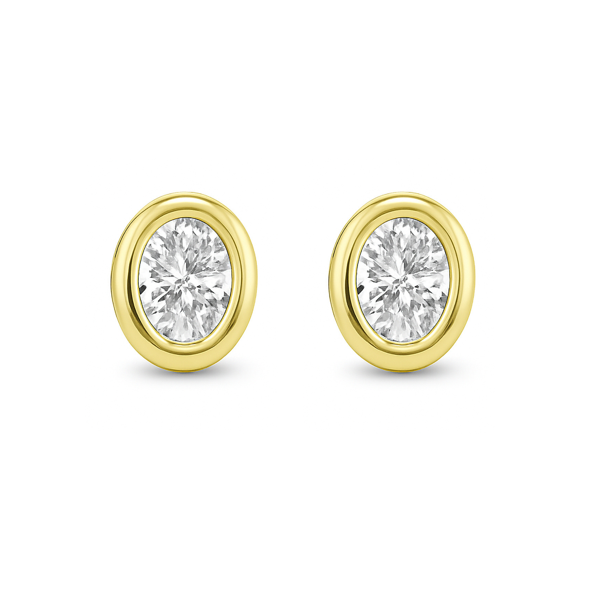 Lab Grown Oval Diamond Bezel Stud Earrings (3/4 ctw)