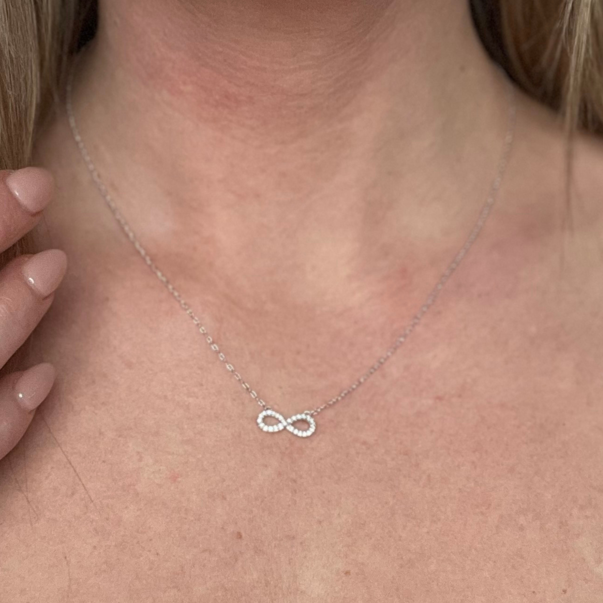 Diamond Infinity Pendant Necklace in 14k White Gold