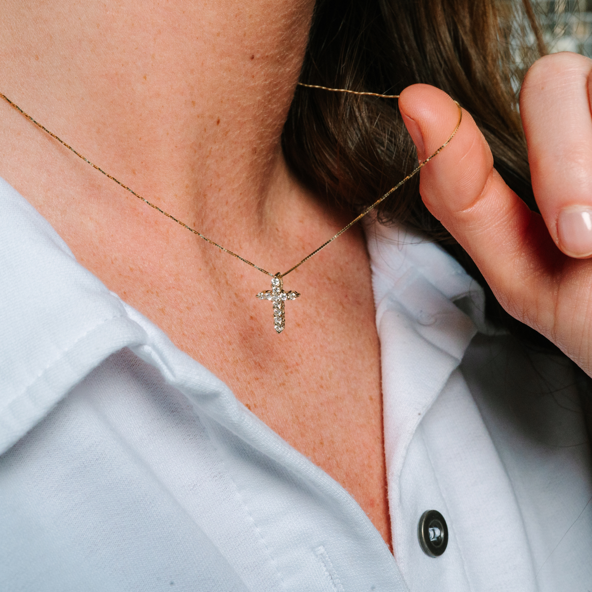 Petite Diamond Cross Necklace