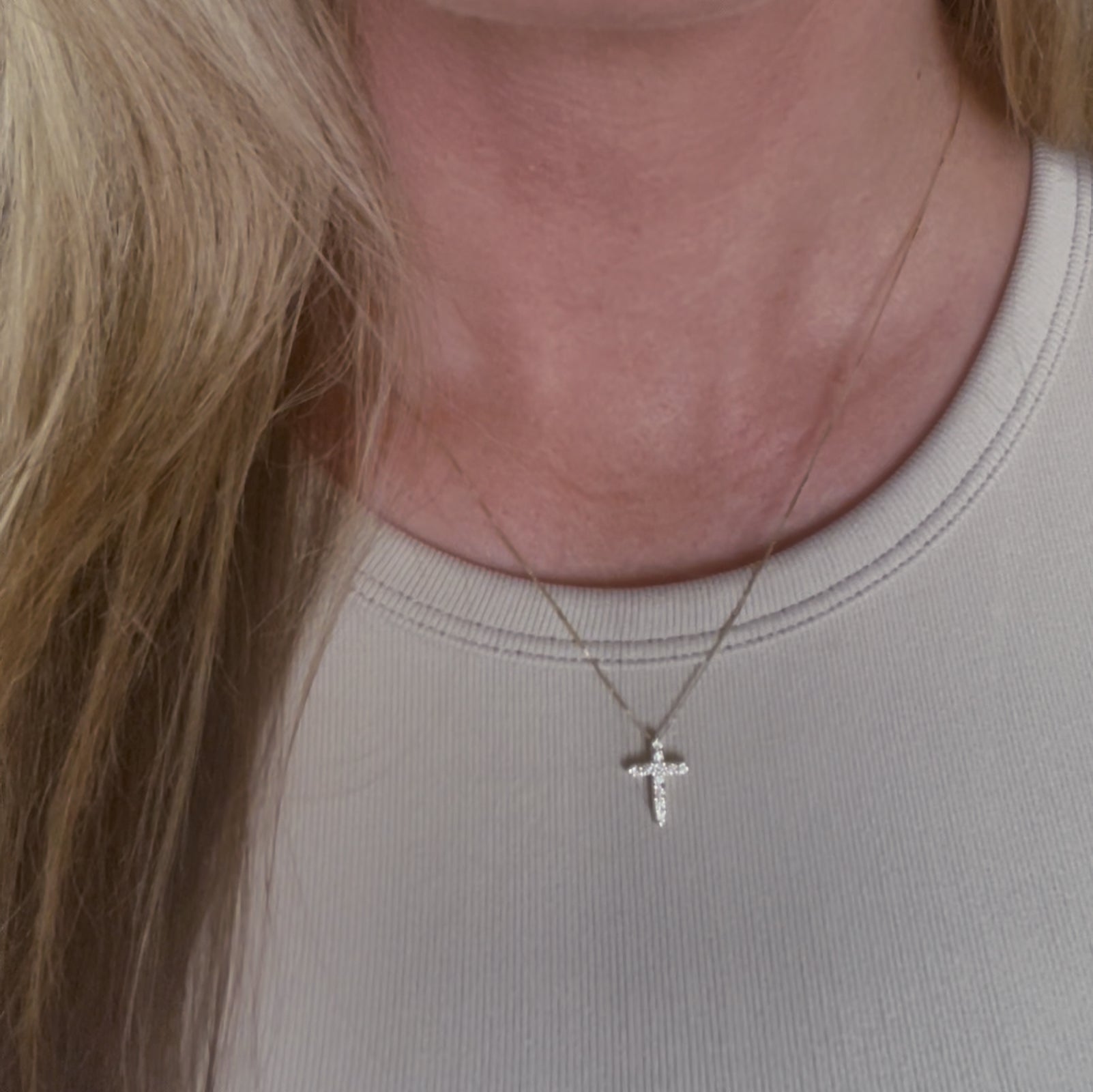 Petite Diamond Cross Necklace