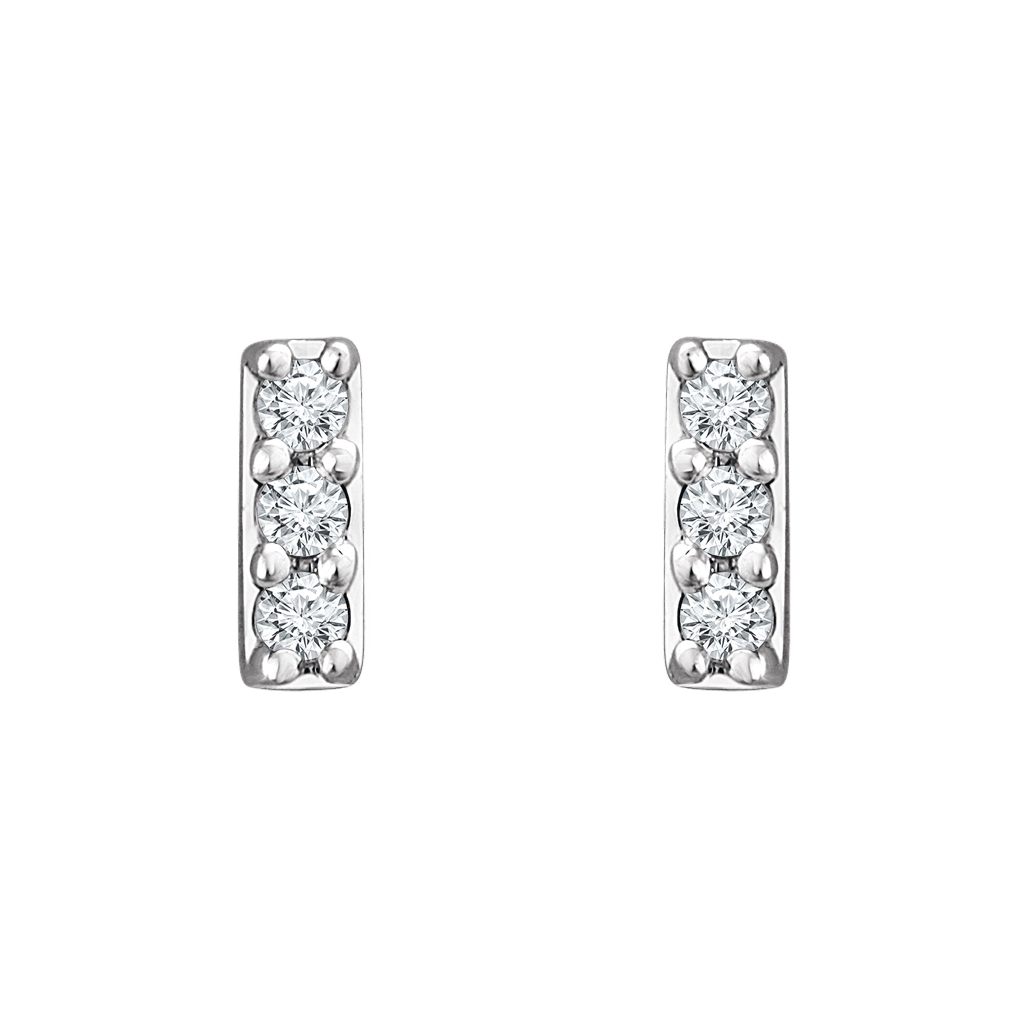 Pavé Diamond Bar Stud Earrings