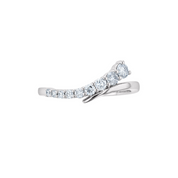 Elegant 14K gold diamond ring with curved design and sparkling stones, perfect for everyday wear.