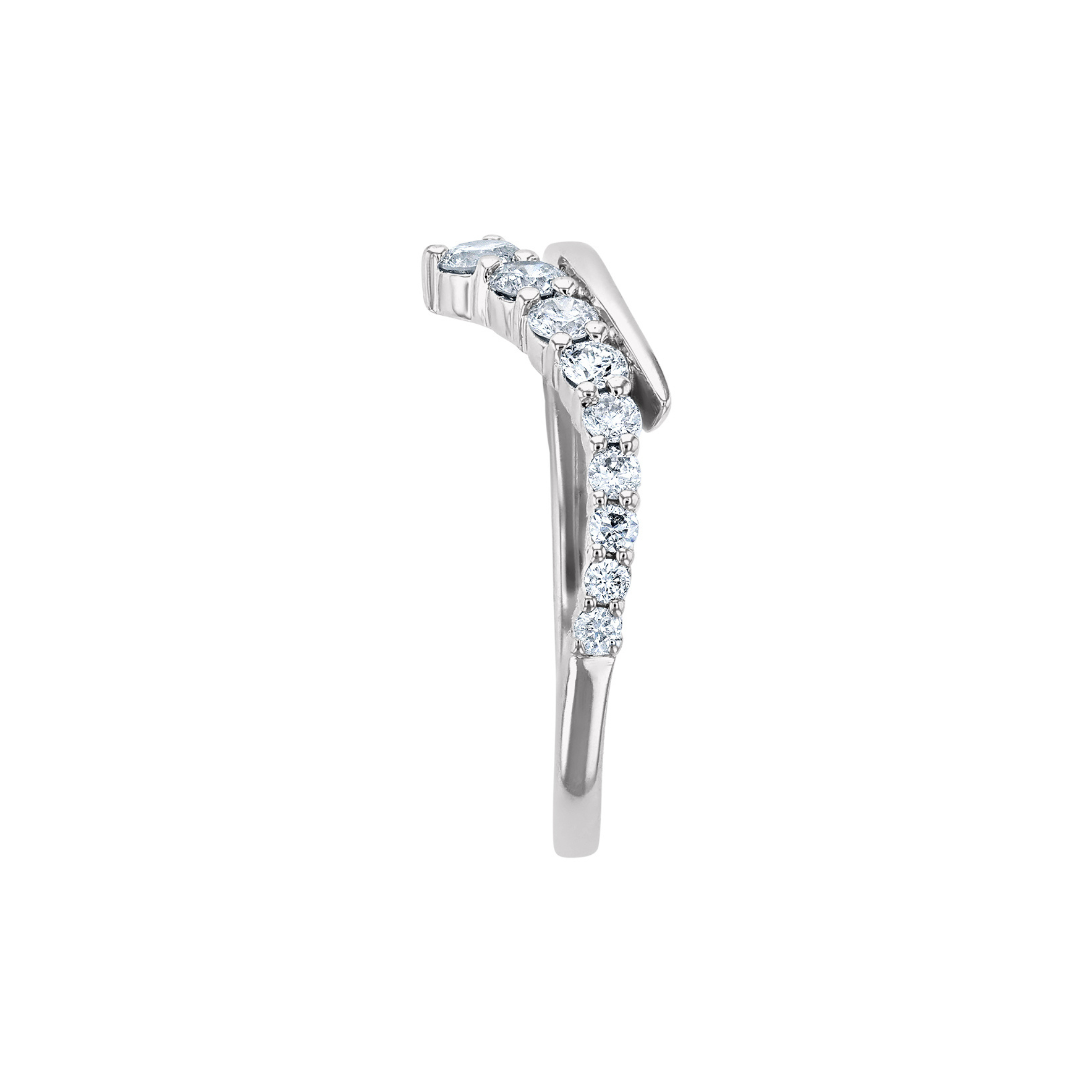 Elegant diamond stackable ring in 14K white gold, perfect for everyday wear or layering with fine jewelry.