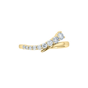 14K gold diamond bypass ring with sparkling round stones, timeless fine jewelry design