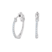 14K white gold diamond hoop earrings with pave-set stones, timeless fine jewelry for everyday wear