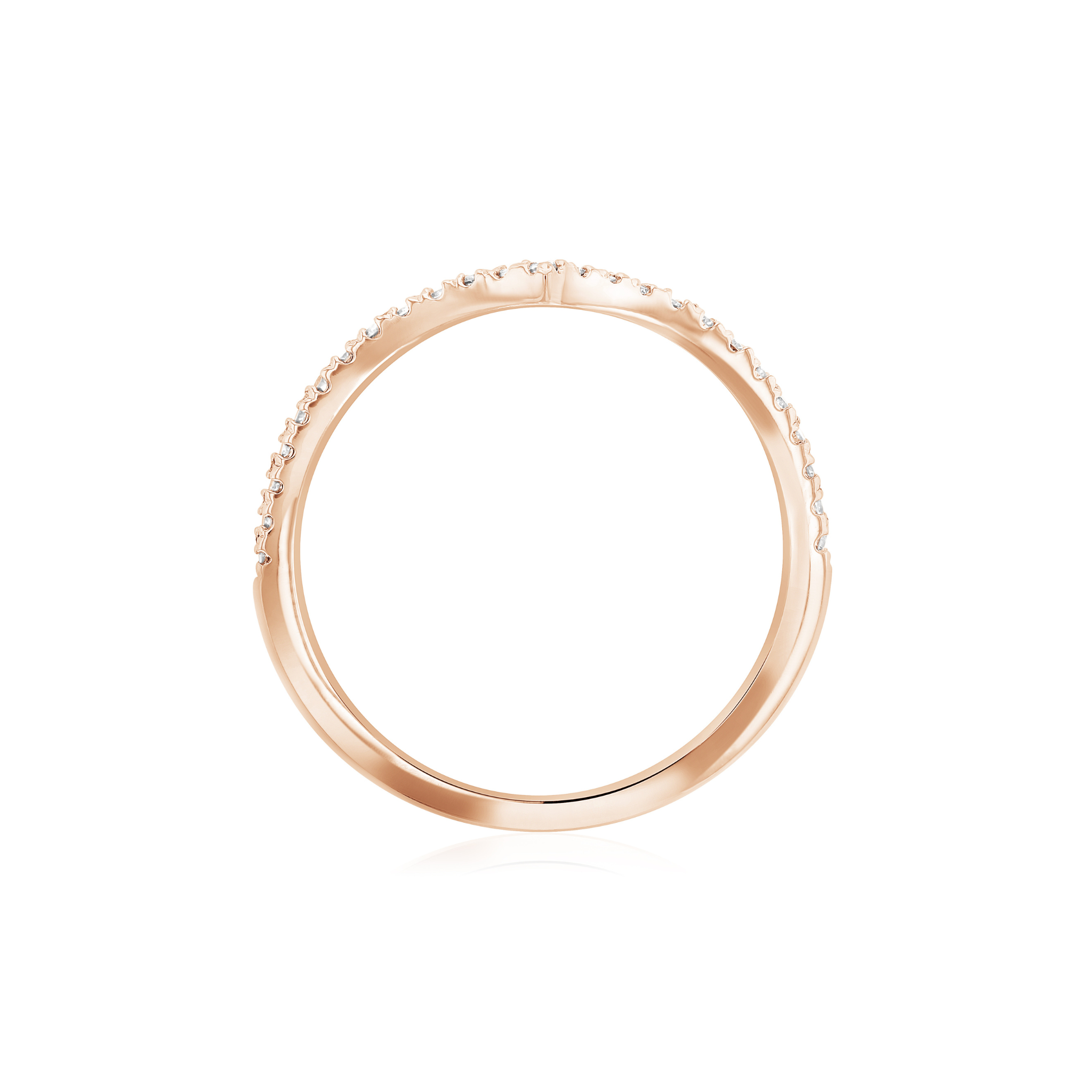 Delicate rose gold ring with sparkling diamond accents, perfect for everyday wear or stacking.