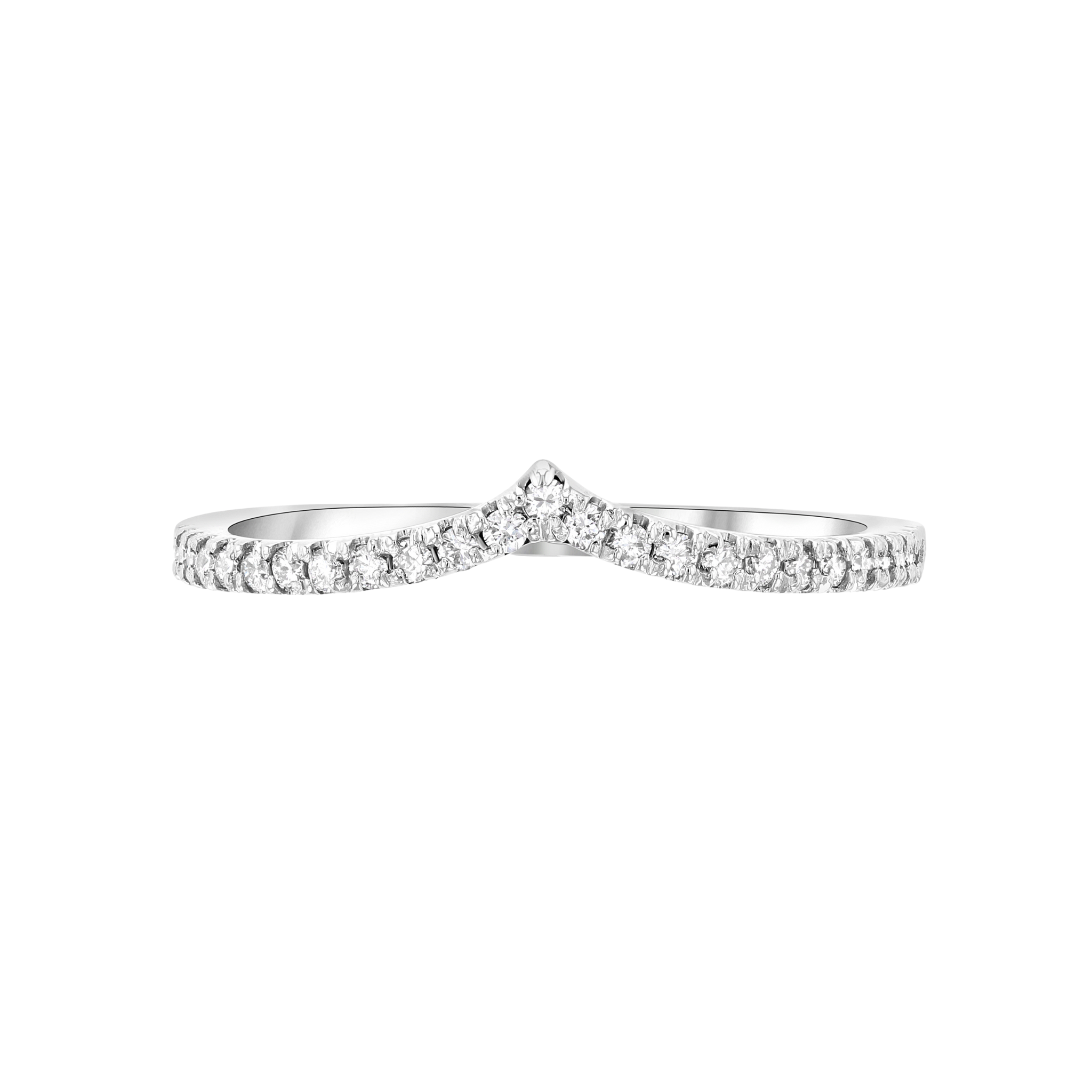 Elegant diamond crossover ring in 14K white gold, perfect for everyday wear or special occasions.