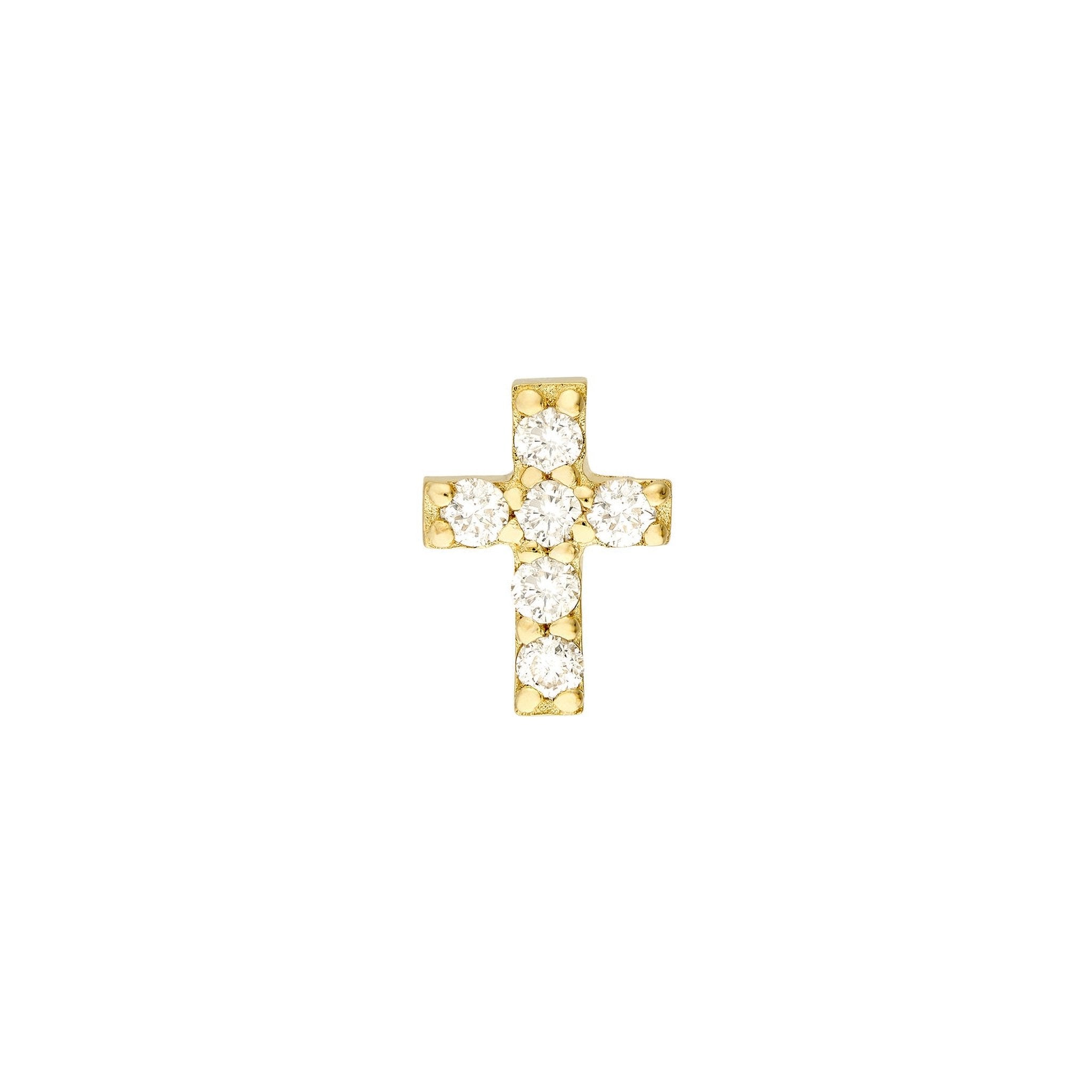 Petite Diamond Cross Stud Earrings