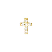 14K gold cross pendant with round diamonds, timeless fine jewelry for everyday wear