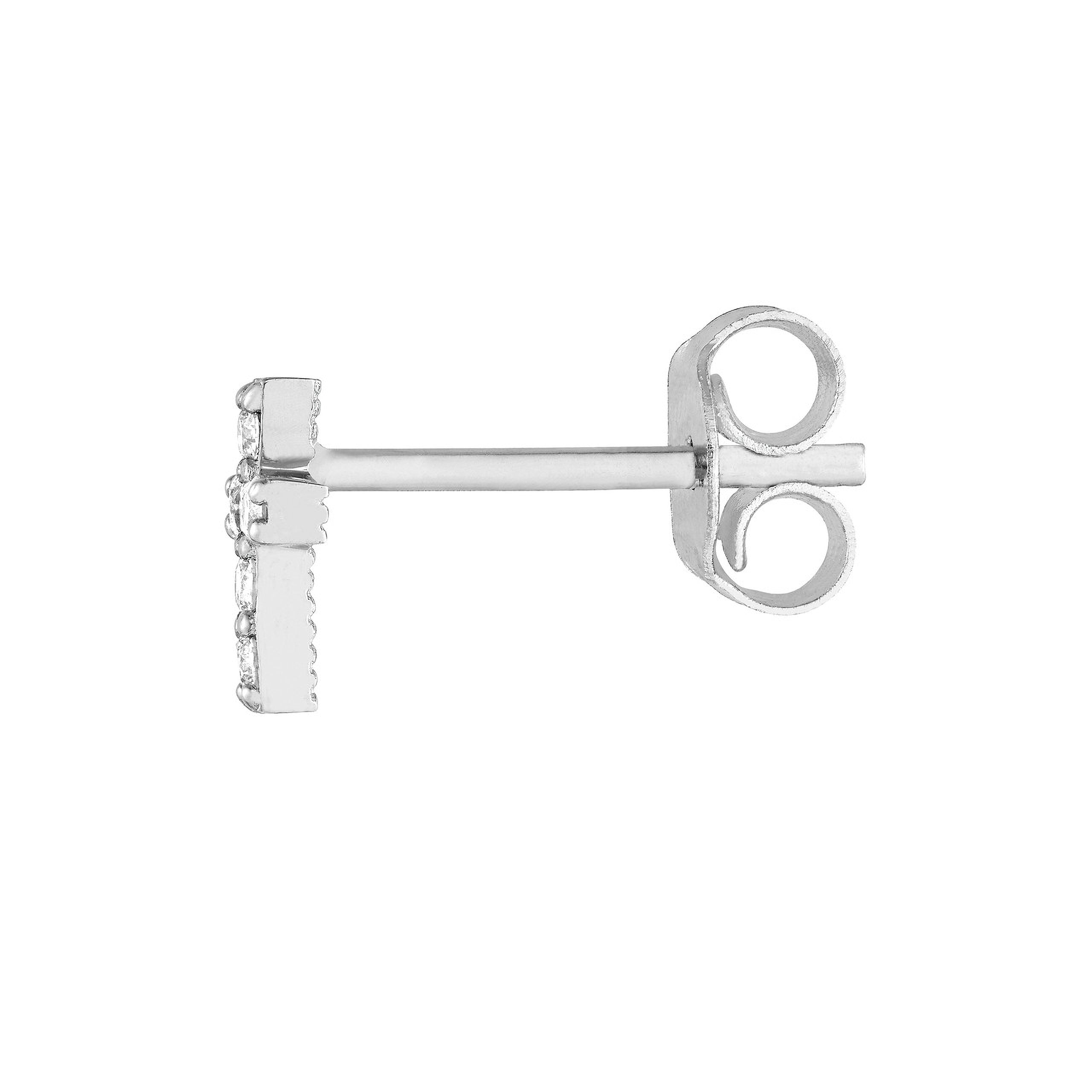 14K gold stud earring with diamond accents, timeless fine jewelry for everyday wear