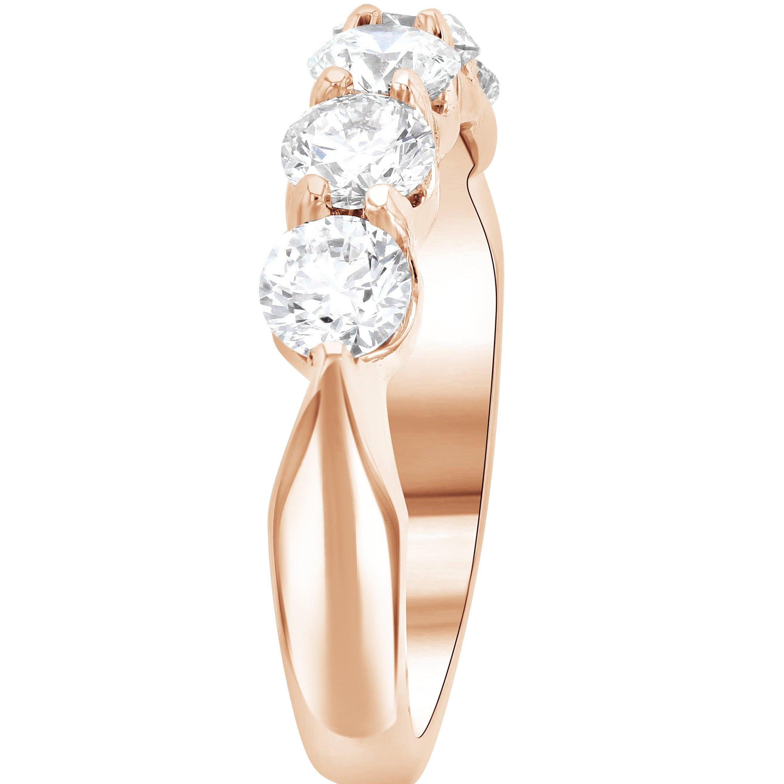 Petite Five-Stone Diamond Wedding Ring in 14k Rose Gold - Iris + Mill