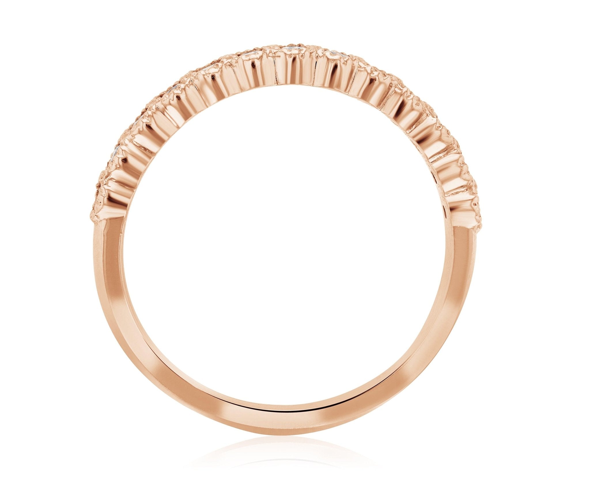 Petite Milgrain Halo Diamond Wedding Ring in 14k Rose Gold (0.27 ct. tw.)