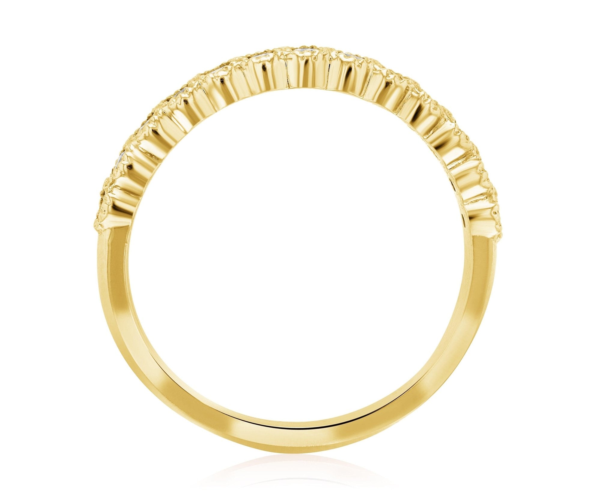 Petite Milgrain Halo Diamond Wedding Ring in 14k Yellow Gold (0.27 ct. tw.)