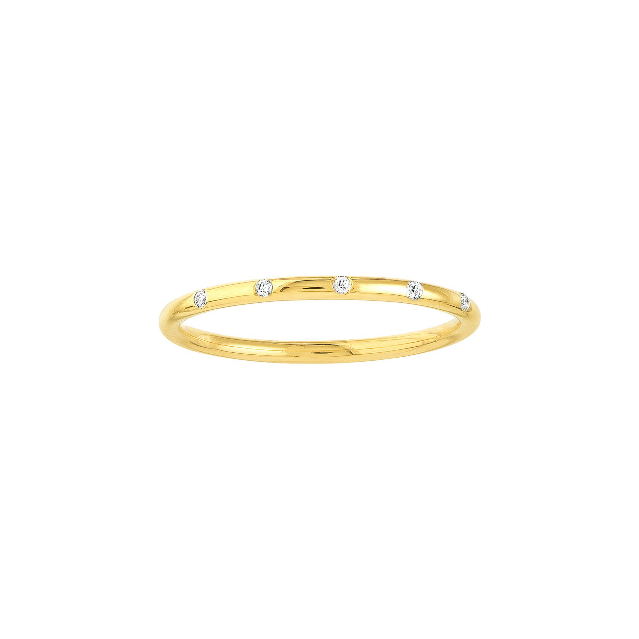 14K gold ring with five diamond accents, timeless fine jewelry for everyday wear