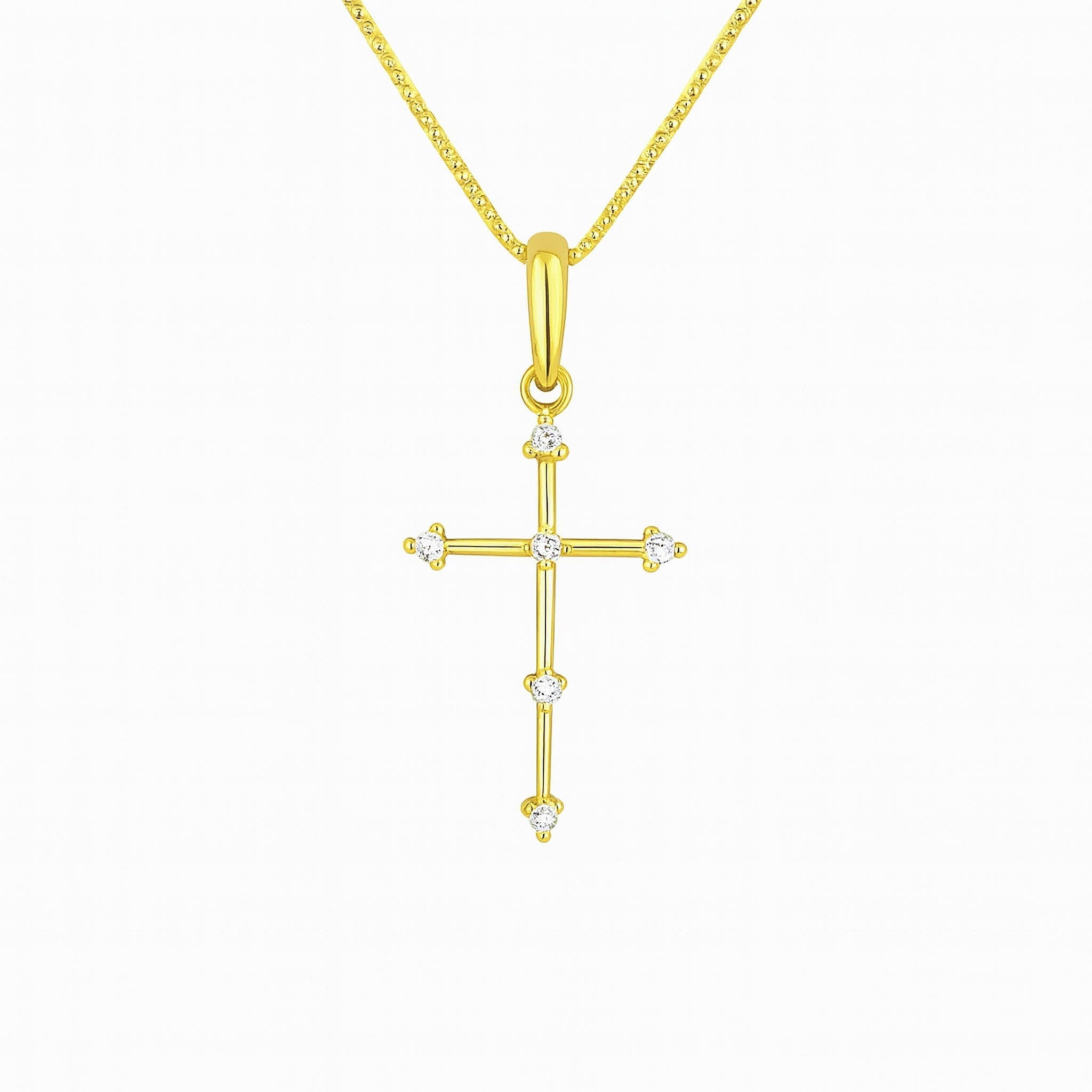 Petite Stationed Diamond Cross Necklace
