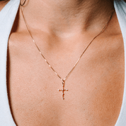 Petite Stationed Diamond Cross Necklace