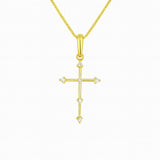 Petite Stationed Diamond Cross Necklace