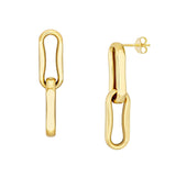 Pinched Oval Link Dangle Earrings in 14K Yellow Gold