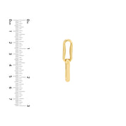 14K gold oval link charm with ruler for scale, fine jewelry detail