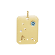 Pisces Zodiac Aquamarine Constellation Pendant Necklace