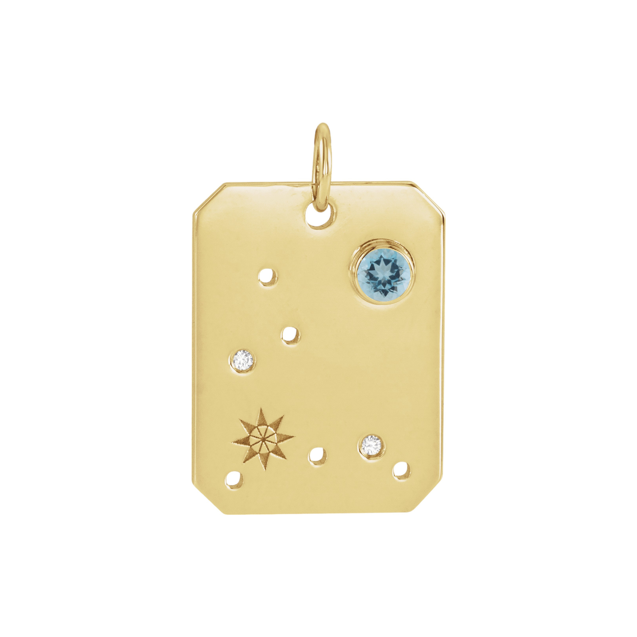 Pisces Zodiac Aquamarine Constellation Pendant Necklace
