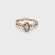 Marquise Diamond Halo Engagement Ring in 14k Rose Gold