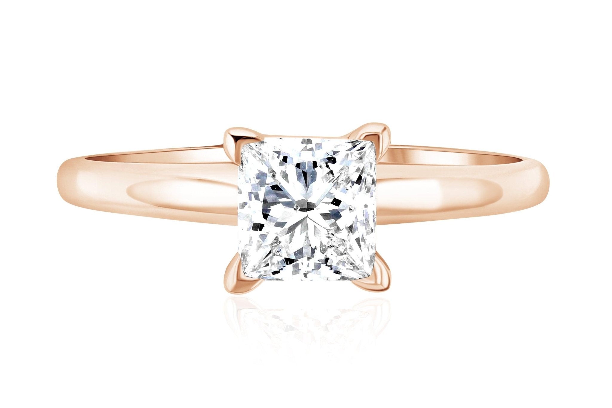 Princess Cut Diamond Solitaire Engagement Ring in 14k Rose Gold