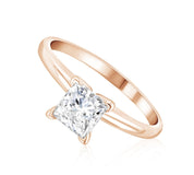 Princess Cut Diamond Solitaire Engagement Ring in 14k Rose Gold
