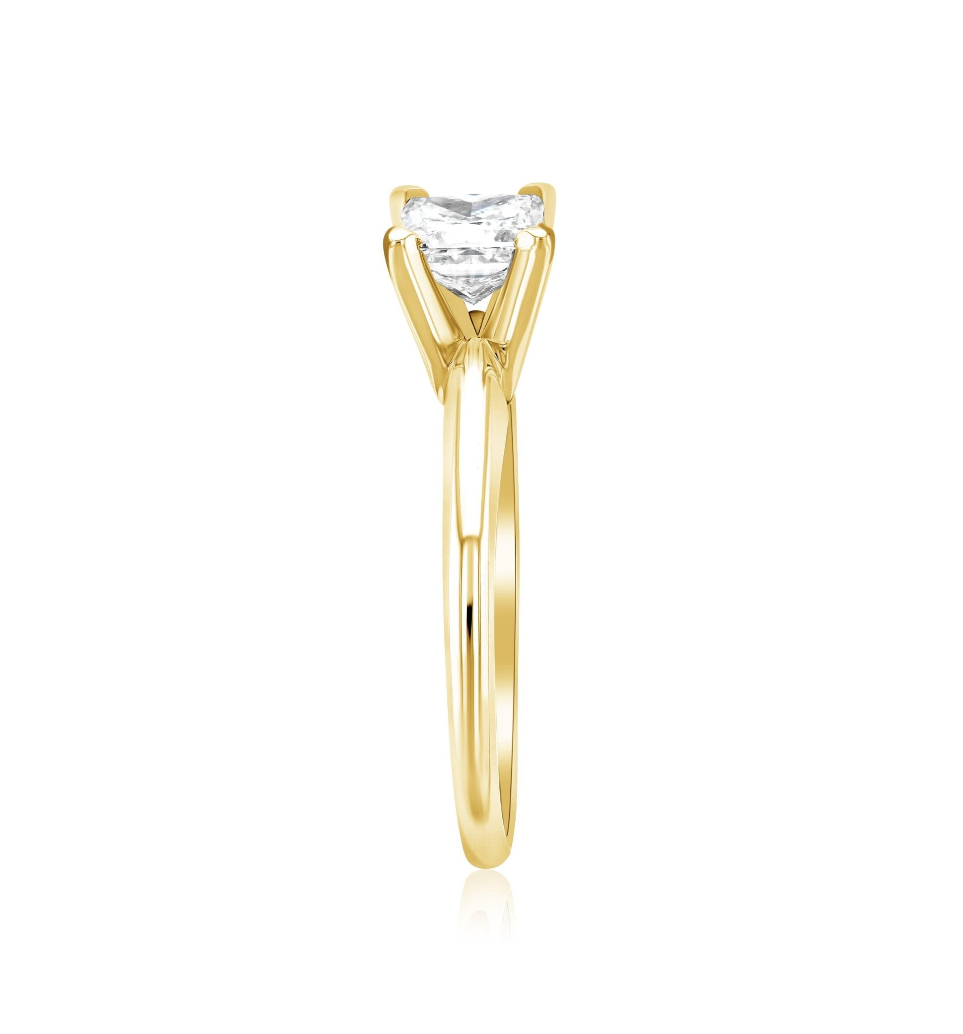 Princess Cut Diamond Solitaire Engagement Ring in 14k Yellow Gold