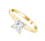 Princess Cut Diamond Solitaire Engagement Ring in 14k Yellow Gold