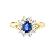 Princess Diana Oval Sapphire and Diamond Halo Ring