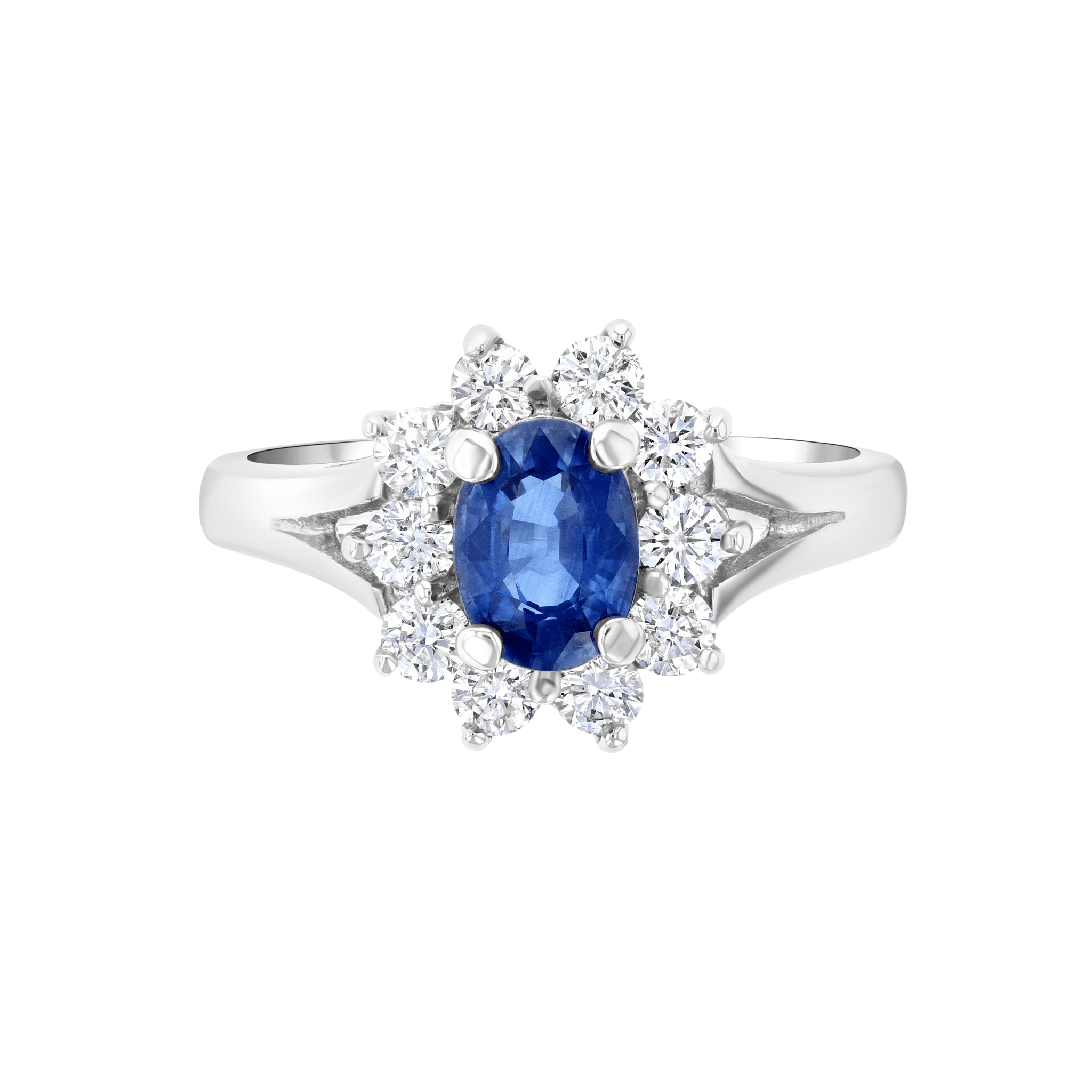 Princess Diana Oval Sapphire and Diamond Halo Ring