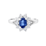 Princess Diana Oval Sapphire and Diamond Halo Ring