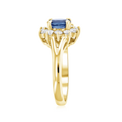 14K gold ring with oval blue sapphire center and diamond accents, timeless fine jewelry